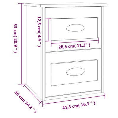 vidaXL Wall-mounted Bedside Cabinets 2 pcs Sonoma Oak 41.5x36x53cm