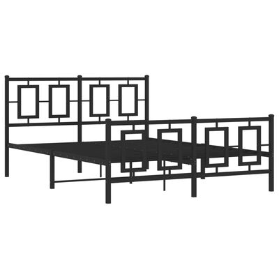 vidaXL Metal Bed Frame without Mattress with Footboard Black 135x190 cm Double