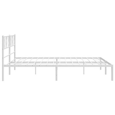 vidaXL Metal Bed Frame without Mattress with Headboard White 193x203 cm