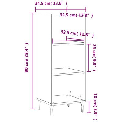 vidaXL Sideboard Concrete Grey 34.5x32.5x90 cm Engineered Wood