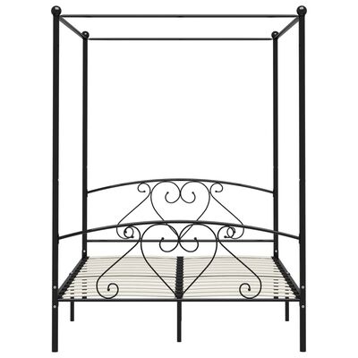 vidaXL Bed Frame without Mattress with Canopy Black 140x200 cm Metal