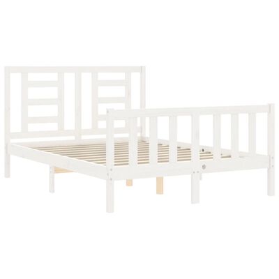 vidaXL Bed Frame without Mattress White Small Double Solid Wood Pine