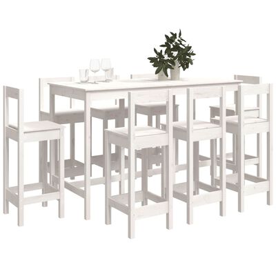 vidaXL 9 Piece Bar Set White Solid Wood Pine