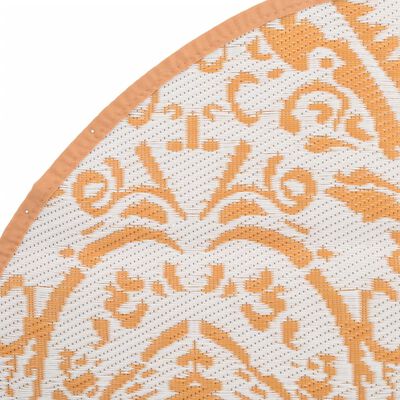 vidaXL Outdoor Carpet Orange and White Ø200 cm PP