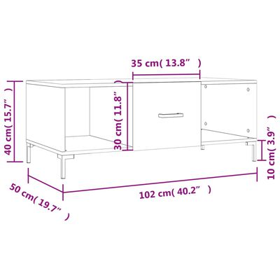 vidaXL Coffee Table White 102x50x40 cm Engineered Wood