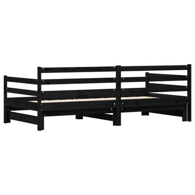 vidaXL Daybed with Trundle without Mattress Black 90x190 cm Single Solid Wood