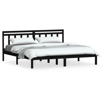 vidaXL Bed Frame without Mattress Black Solid Wood 200x200 cm (810041+814118)