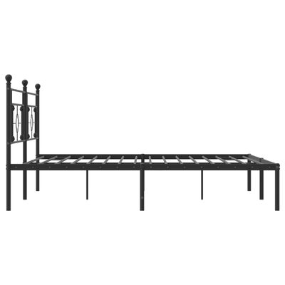 vidaXL Metal Bed Frame without Mattress with Headboard Black 193x203 cm