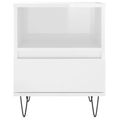 vidaXL Bedside Cabinet High Gloss White 40x35x50 cm Engineered Wood