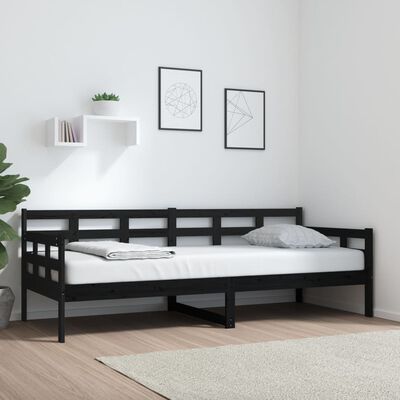 vidaXL Day Bed without Mattress Black Solid Wood Pine 80x200 cm