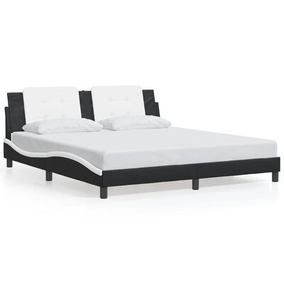 vidaXL Bed Frame with LED without Mattress Black and White 180x200 cm Super King