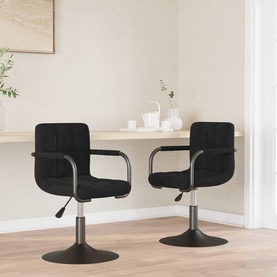 vidaXL Swivel Dining Chairs 2 pcs Black Velvet