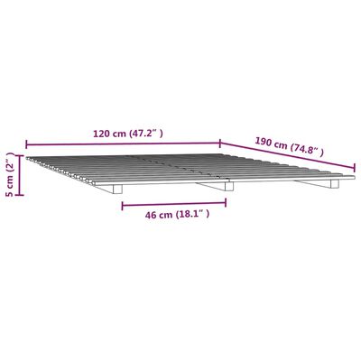 vidaXL Bed Frame without Mattress 120x190 cm Small Double Solid Wood Pine