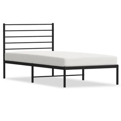 vidaXL Metal Bed Frame without Mattress with Headboard Black 100x200 cm