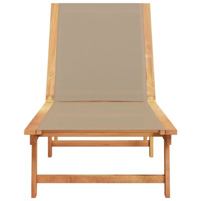 vidaXL Sun Lounger Taupe Solid Wood Acacia and Textilene