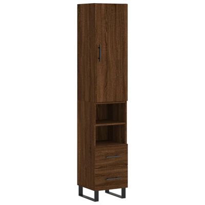 vidaXL Highboard Brown Oak 34.5x34x180 cm Engineered Wood