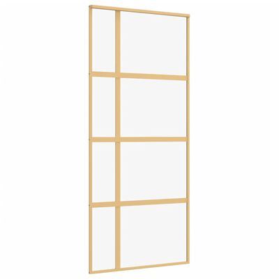 vidaXL Sliding Door Gold 90x205 cm Clear ESG Glass and Aluminium