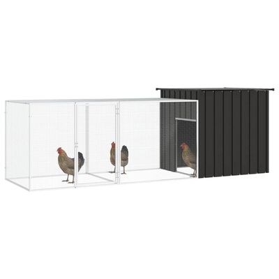 vidaXL Chicken Cage Anthracite 300x91x100 cm Galvanised Steel