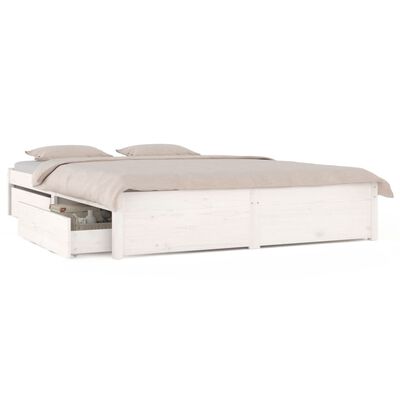 vidaXL Bed Frame without Mattress with Drawers White Super King