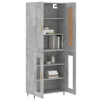 vidaXL Highboard Concrete Grey 69.5x34x180 cm Engineered Wood