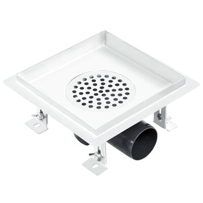 vidaXL Shower Drain With 2-in-1 Flat and Tile Insert Cover 18x18 cm Stainless Steel