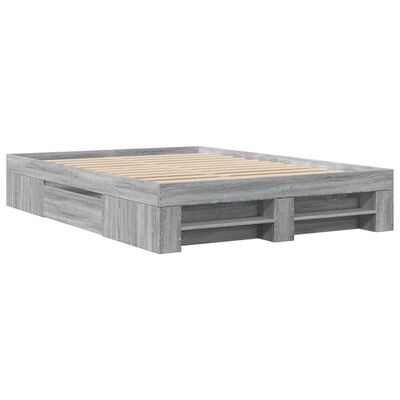 vidaXL Bed Frame without Mattress Grey Sonoma 140x200 cm Engineered Wood