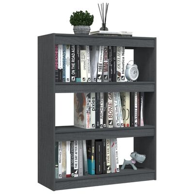 vidaXL Book Cabinet/Room Divider Grey 100x30x103 cm Solid Pinewood