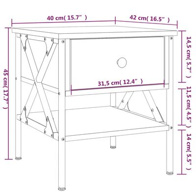 vidaXL Bedside Table Brown Oak 40x42x45 cm Engineered Wood