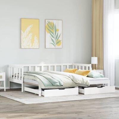 vidaXL Daybed with Trundle and Drawers without Mattress White 80x200 cm