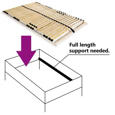 vidaXL Slatted Bed Base without Mattress with 28 Slats 7 Zones 140x200 cm