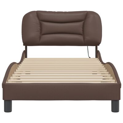 vidaXL Bed Frame with LED without Mattress Brown 90x190 cm Single