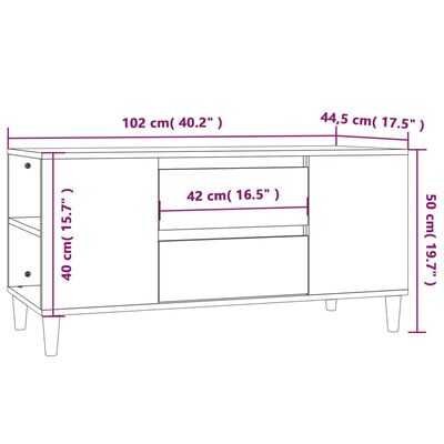 vidaXL TV Cabinet Smoked Oak 102x44.5x50 cm Engineered Wood