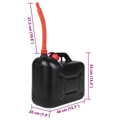 vidaXL Fuel Can with Flexible Spout 3 pcs Black 20 L Plastic