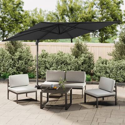 vidaXL LED Cantilever Garden Parasol Black 400x300 cm