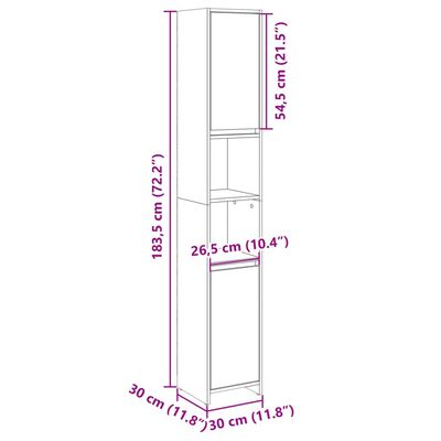 vidaXL Bathroom Cabinet Sonoma Oak 30x30x183.5 cm Engineered Wood