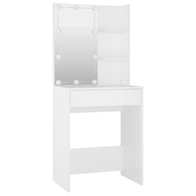 vidaXL Dressing Table Set with LED White Engineered Wood