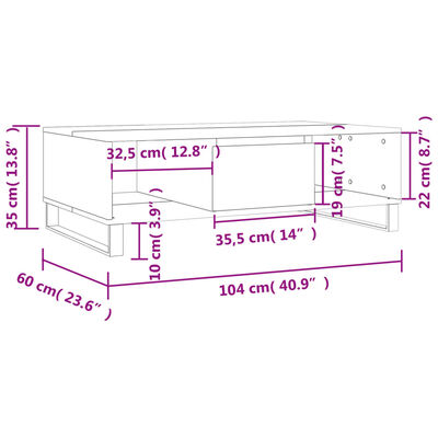 vidaXL Coffee Table High Gloss White 104x60x35 cm Engineered Wood