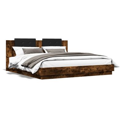 vidaXL Bed Frame without Mattress Smoked Oak 200x200 cm