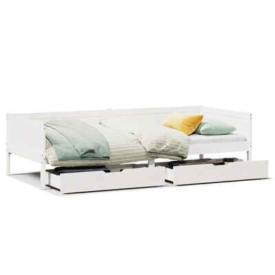 vidaXL Daybed with Drawers without Mattress White 90x190 cm Single Solid Wood