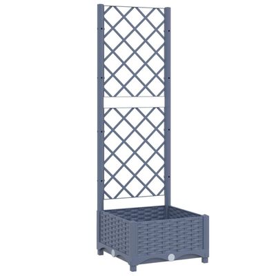 vidaXL Garden Planter with Trellis Dark Grey 40x40x121.5 cm PP