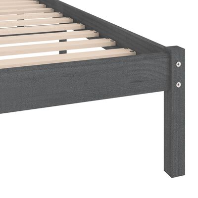 vidaXL Bed Frame without Mattress Grey Solid Wood 90x200 cm