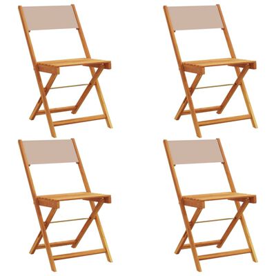 vidaXL Folding Garden Chairs 4 pcs Taupe Fabric and Solid Wood