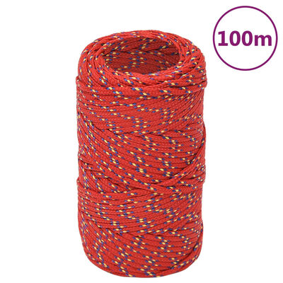 vidaXL Boat Rope Red 2 mm 100 m Polypropylene