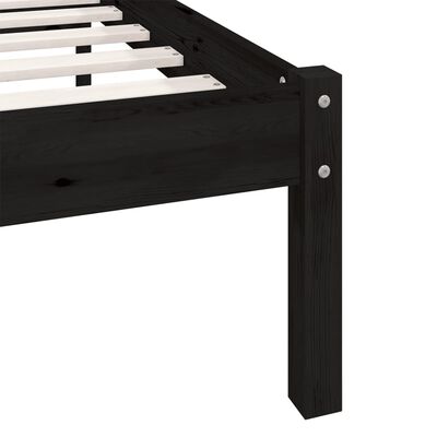 vidaXL Bed Frame without Mattress Black Solid Wood 160x200 cm