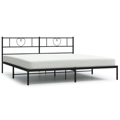 vidaXL Metal Bed Frame without Mattress with Headboard Black 183x213 cm