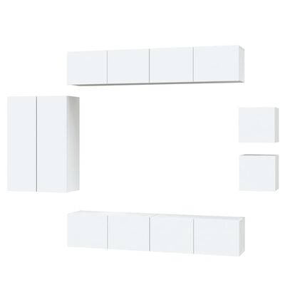 vidaXL 8 Piece TV Cabinet Set White Engineered Wood