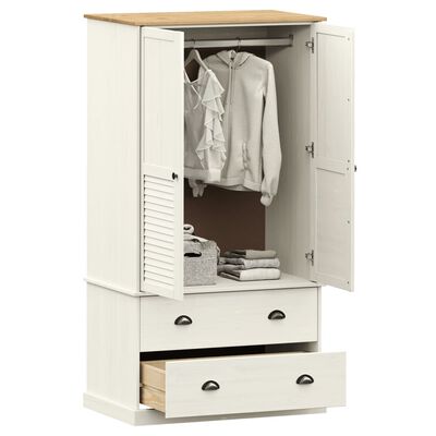 vidaXL Wardrobe VIGO White 90x55x176 cm Solid Wood Pine