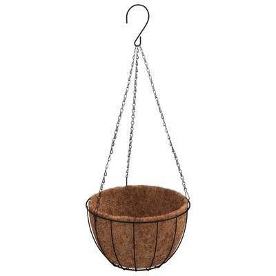 vidaXL Hanging Planters 4 pcs with Coco Liners Black Ø 40x63 cm Steel