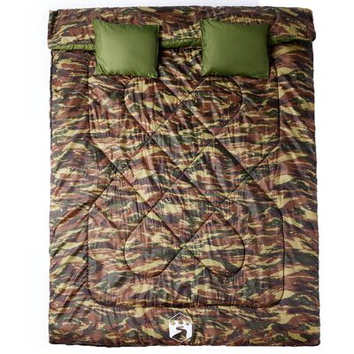 vidaXL Double Sleeping Bag with Pillows for Adults Camping 3-4 Seasons