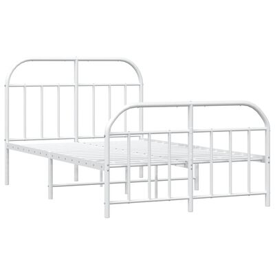 vidaXL Metal Bed Frame without Mattress with Footboard White 120x190 cm Small Double